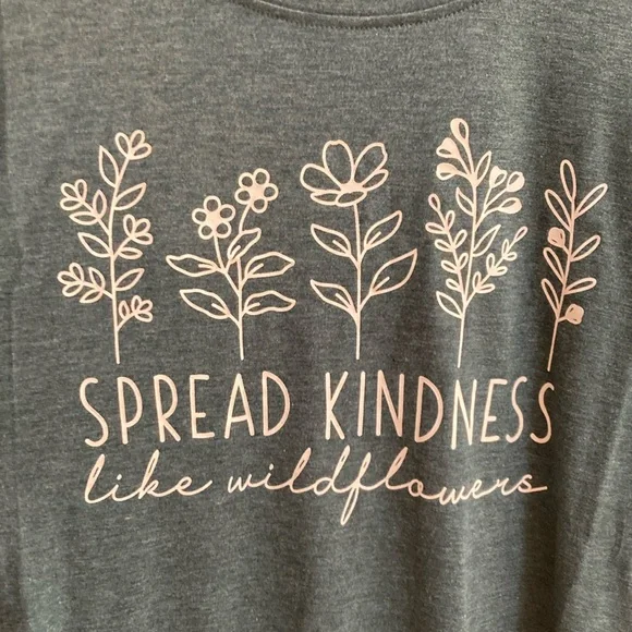 Spread Kindness like Wildflowers t-shirt shirt mental wellness top size XL green - Picture 1 of 4